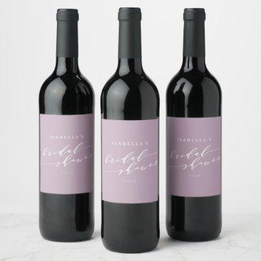 Minimalist Classic Dusty Lilac Bridal Shower Chic Wine Label