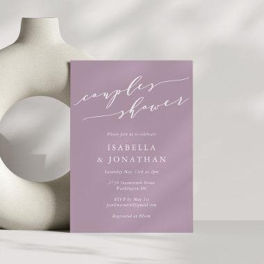 Minimalist Classic Dusty Lilac Chic Couples Shower Invitations