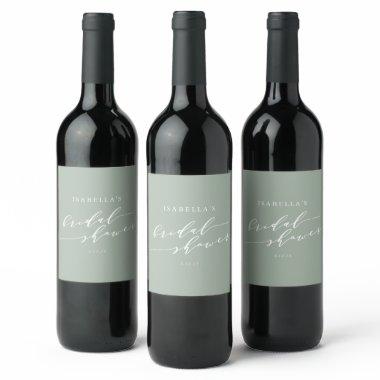 Minimalist Classic Dusty Sage Green  Wine Label