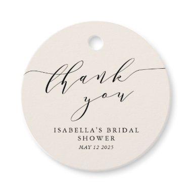 Minimalist Classic Ivory Cream Bridal Shower Thank Favor Tags