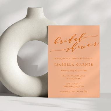 Minimalist Classic Peach Script Bridal Shower Invitations