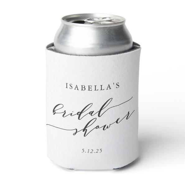 Minimalist Classic White Background Bridal Shower Can Cooler