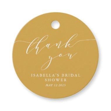 Minimalist Classic Yellow Bridal Shower Thank You Favor Tags