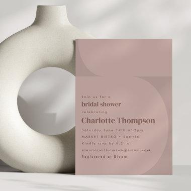 Minimalist Color Block Dusty Mauve Bridal Shower Invitations