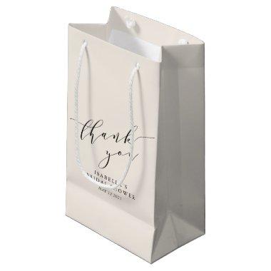 Minimalist Cream Black Bridal Shower Thank You Small Gift Bag