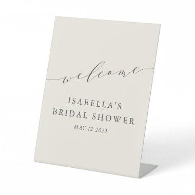 Minimalist Cream Ecru Bridal Shower Welcome Pedestal Sign