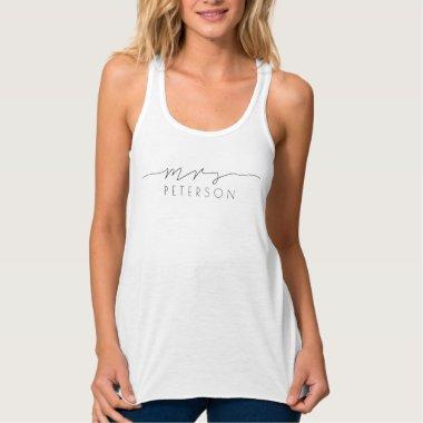 Minimalist Cursive Mrs | Bride Typography Tank Top