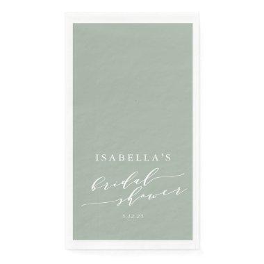 Minimalist Custom Dusty Sage Green Bridal Shower Paper Guest Towels