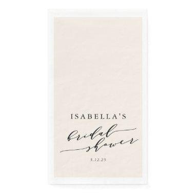 Minimalist Custom Name Bridal Shower Cream Paper Guest Towels