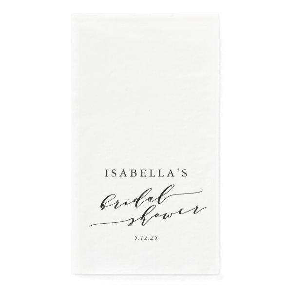 Minimalist Custom Name Bridal Shower White Paper Guest Towels