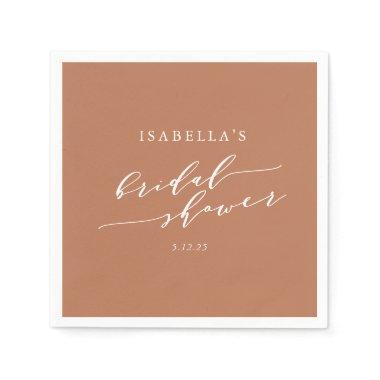 Minimalist Custom Terracotta Boho Bridal Shower Napkins