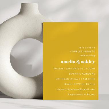 Minimalist Cute Yellow Couples Wedding Shower Invitations