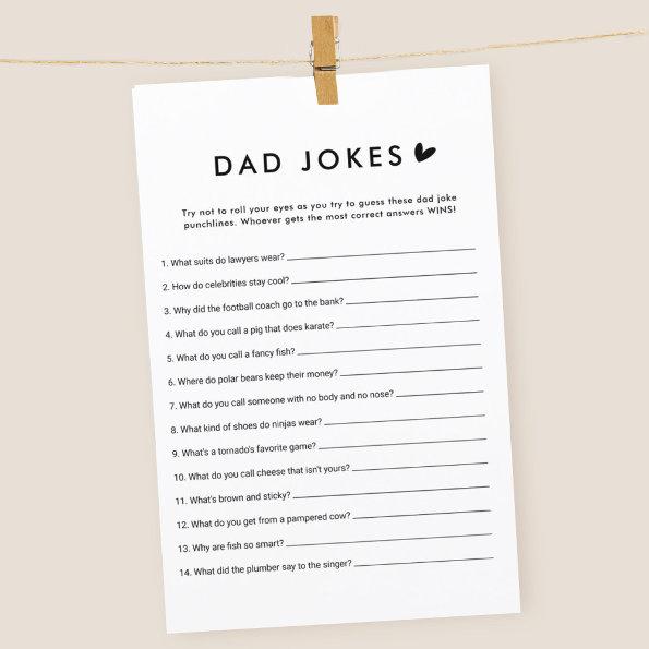 Minimalist Dad Jokes Baby Shower Game Invitations