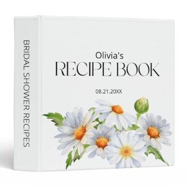 Minimalist Daisy Bridal Shower Recipe Book 3 Ring Binder