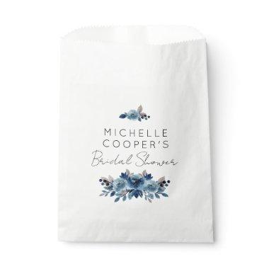 Minimalist Dusty Blue and Navy Floral Favor Bag
