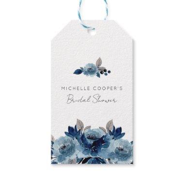 Minimalist Dusty Blue and Navy Floral Gift Tags