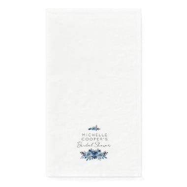 Minimalist Dusty Blue and Navy Floral Paper Guest Towels