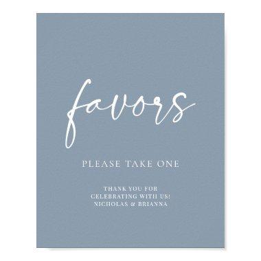 Minimalist Dusty Blue Modern Classic Wedding Favor Poster