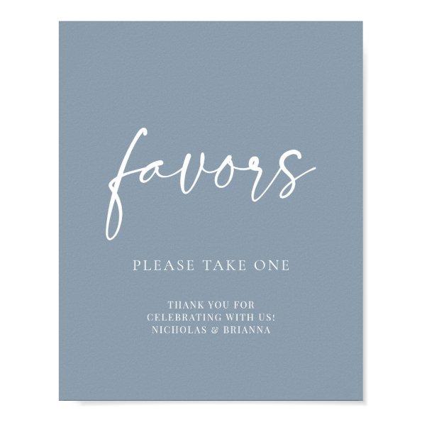 Minimalist Dusty Blue Modern Classic Wedding Favor Poster