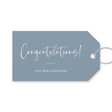 Minimalist Dusty Blue Personalized Congratulations Gift Tags