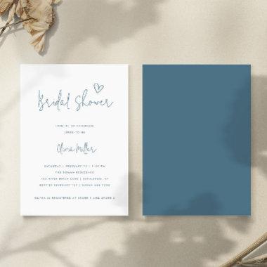 Minimalist Dusty Blue & White Modern Bridal Shower Invitations