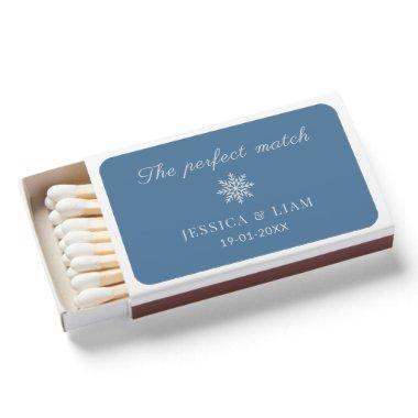 Minimalist Dusty Blue Winter Bulk Wedding Favors Matchboxes