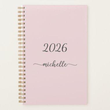 Minimalist Dusty Pink Monogram Name Girly Script Planner