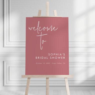 Minimalist Dusty Rose Bridal Shower Welcome Sign