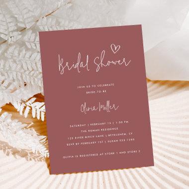 Minimalist Dusty Rose Modern Bridal Shower Invitations