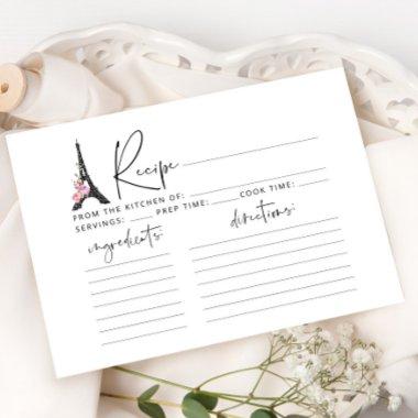 Minimalist Eiffel tower Paris bridal recipe Invitations