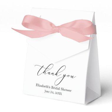 Minimalist Elegance Calligraphy Bridal Shower Bow Favor Boxes