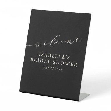 Minimalist Elegant Black  Welcome  Pedestal Sign