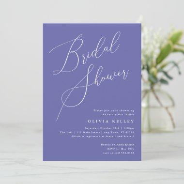 Minimalist Elegant Bridal Shower Periwinkle Blue Invitations