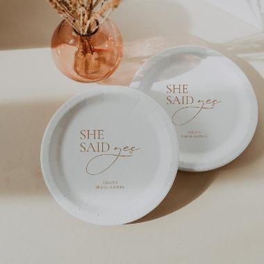 Minimalist Elegant Bridal Shower White Paper Plates