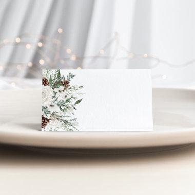 Minimalist elegant winter evergreen wedding place Invitations