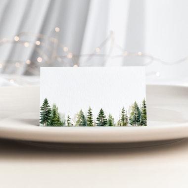 Minimalist elegant woodland pine trees wedding place Invitations