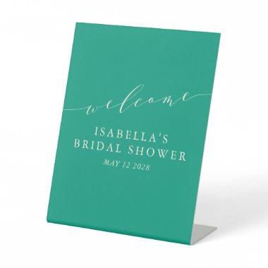 Minimalist Emerald Green  Welcome  Pedestal Sign