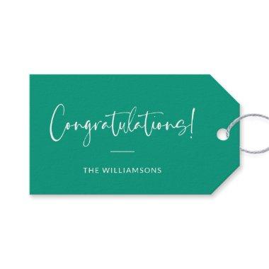 Minimalist Emerald Green Custom Congratulations Gift Tags