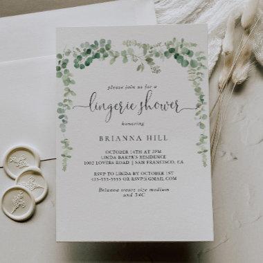 Minimalist Eucalyptus Bridal Lingerie Shower Invitations