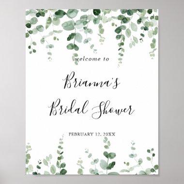 Minimalist Eucalyptus Bridal Shower Welcome Poster