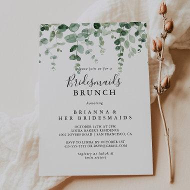 Minimalist Eucalyptus Bridesmaids Brunch Shower Invitations