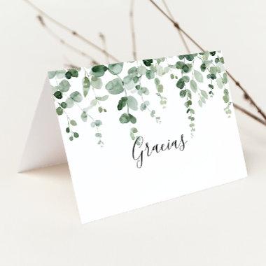 Minimalist Eucalyptus Folded Wedding Gracias Invitations