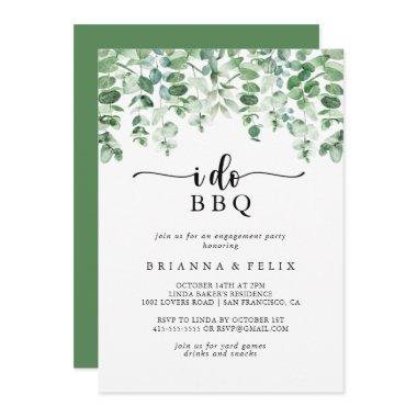 Minimalist Eucalyptus I Do BBQ Engagement Party Invitations