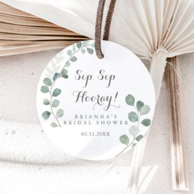 Minimalist Eucalyptus Sip Sip Hooray  Classic Round Sticker
