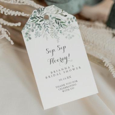 Minimalist Eucalyptus Sip Sip Hooray Bridal Shower Gift Tags