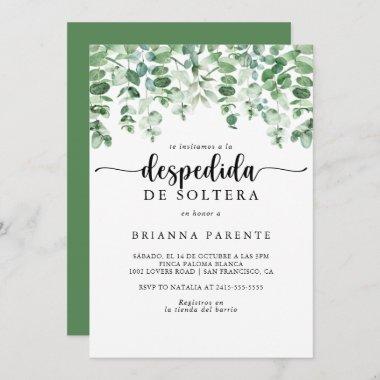 Minimalist Eucalyptus Spanish Bridal Shower  Invitations