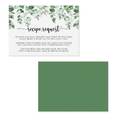 Minimalist Eucalyptus Wedding Recipe Request  Enclosure Invitations