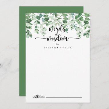 Minimalist Eucalyptus Wedding Words of Wisdom   Advice Card