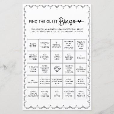 Minimalist find the guest bingo bridal shower game