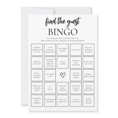 Minimalist Find The Guest Bridal Bingo Game